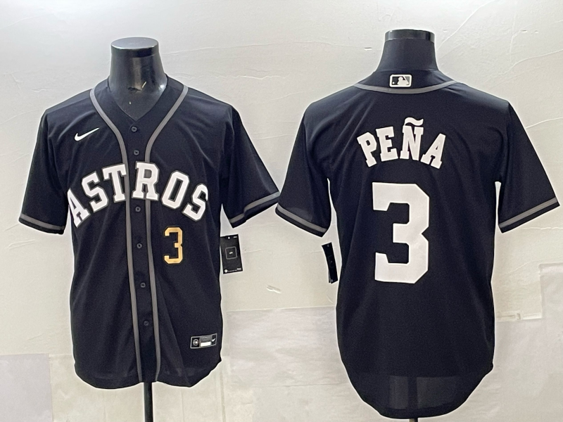 Men Houston Astros #3 Pena Black Nike 2025 MLB Jersey 003